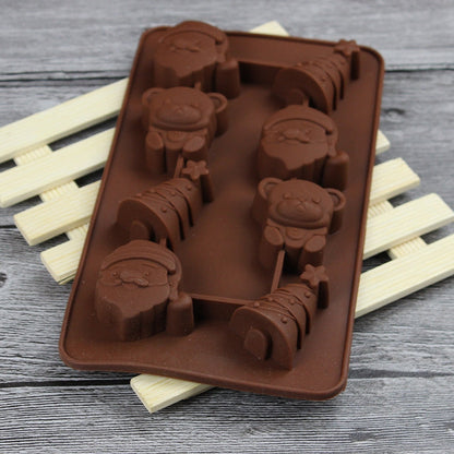 2 PCS Christmas Tree Santa Claus Chocolate Dessert Pastry Kitchen Baking Silicone Ice Lattice Mold, Santa Claus