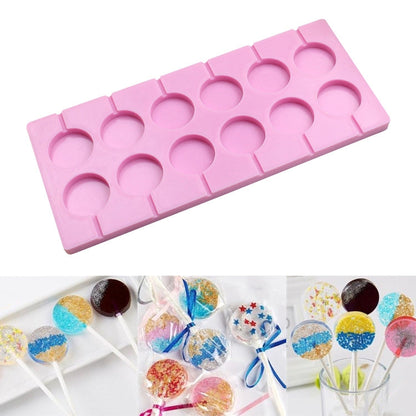 12-Capacity DIY Silicone Chocolate Molds(Lollipop Shape), Cow Shape, Lollipop Shape