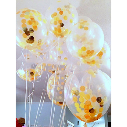 5 PCS 12 inch Transparent Gold Sequins Confetti Balloons, Holiday Party Wedding Decoration Confetti Balloons, Random Style Delivery, 12 inch Sequins Confetti Balloons