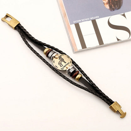 2 PCS Couple Lovers Jewelry Leather Braided Constellation Detail Hand Chain Bracelet, Size: 21*1.2cm, HC3505A, HC3505B, HC3505C, HC3505D, HC3505E, HC3505F, HC3505G, HC3505H, HC3505J, HC3505K, HC3505L, HC3505M
