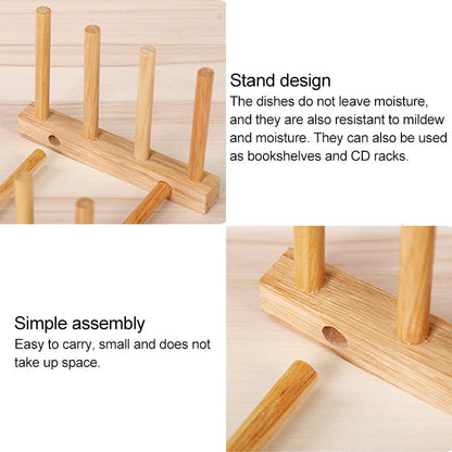 Solid Wood Dish Drip Rack Plate Holder, Size: 25.5x12x10cm, 5 Grid