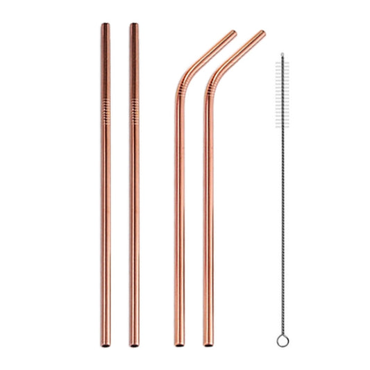 4pcs Reusable Stainless Steel Drinking Straw + Cleaner Brush Set Kit, 215*6mm, 215*6mm (Combination)