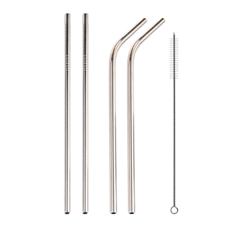 4pcs Reusable Stainless Steel Drinking Straw + Cleaner Brush Set Kit,  215*8mm, 215*8mm (Combination)