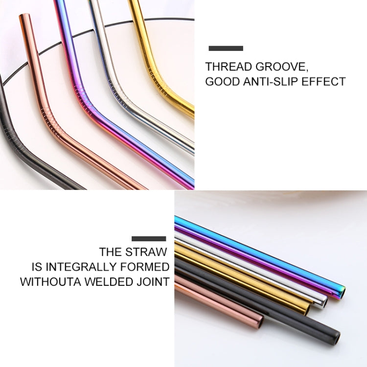 4pcs Reusable Stainless Steel Drinking Straw + Cleaner Brush Set Kit,  215*8mm, 215*8mm (Combination)