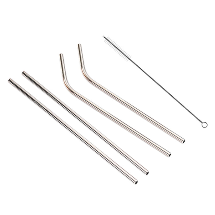 4pcs Reusable Stainless Steel Drinking Straw + Cleaner Brush Set Kit,  215*8mm, 215*8mm (Combination)