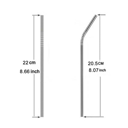 4pcs Reusable Stainless Steel Drinking Straw + Cleaner Brush Set Kit,  215*8mm, 215*8mm (Combination)