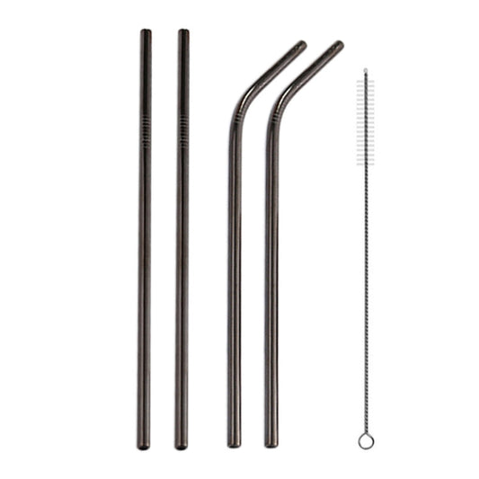 4pcs Reusable Stainless Steel Drinking Straw + Cleaner Brush Set Kit, 266*6mm, 266*6mm (Combination)