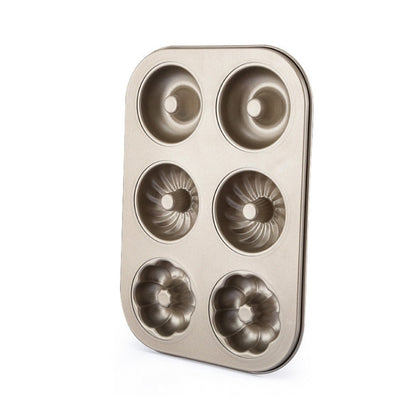 3 Flowers Type Donuts Cookie Mold Gold 6 Cups Cake Mold Baking Mold Cake Tools Bakeware Kitchen Accessories, 3 Flowers Type