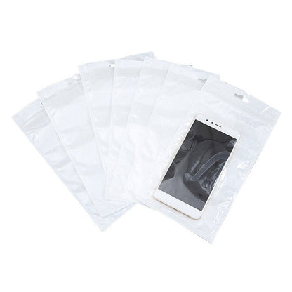 100 PCS 11cm x 18cm Hang Hole Clear Front White Pearl Jewelry Zip Lock Packaging Bag, Custom Printing and Size are welcome, 11*18cm