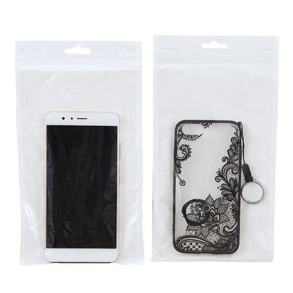 100 PCS 11cm x 18cm Hang Hole Clear Front White Pearl Jewelry Zip Lock Packaging Bag, Custom Printing and Size are welcome, 11*18cm