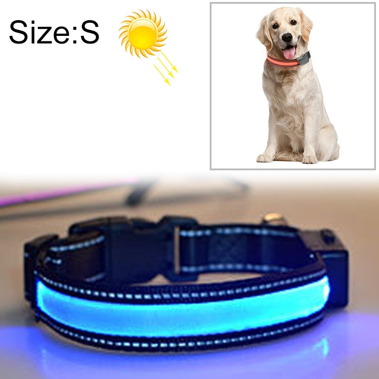 Medium and Large Dog Pet Solar + USB Charging LED Light Collar, Neck Circumference Size: S, 35-40cm, Size: S