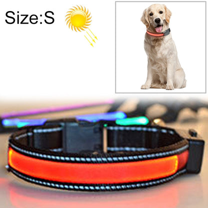 Medium and Large Dog Pet Solar + USB Charging LED Light Collar, Neck Circumference Size: S, 35-40cm, Size: S