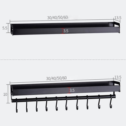 40cm 6 Hooks Kitchen Multi-function Wall Hanging Holder Seasoning Storage Rack, 40cm 6 Hooks(Black)