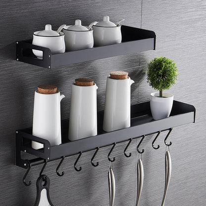 70cm 10 Hooks Kitchen Multi-function Wall Hanging Holder Seasoning Storage Rack, 70cm 10 Hooks(Black)