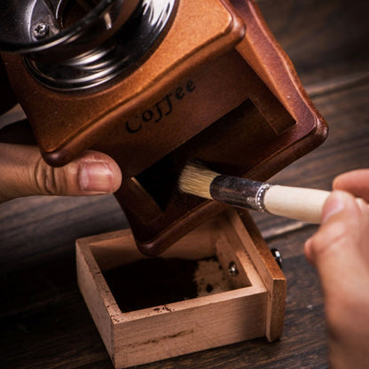 2 PCS Wood Handle Bristles Coffee Grinder Dusting Cleaning Brush, Length: 19.5cm, Cleaning Brush