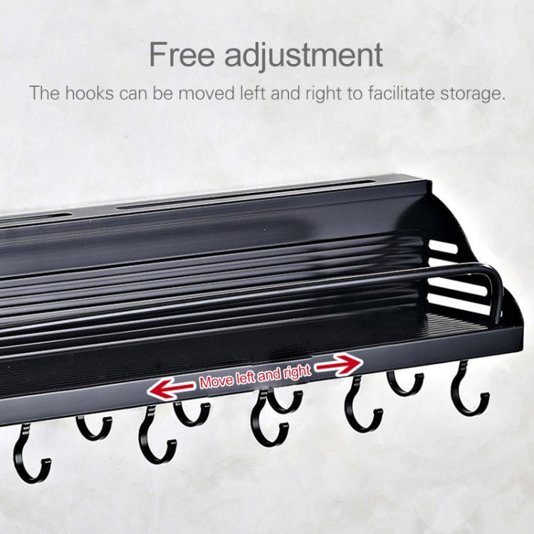 A Version 50cm 2 Cup 8 Hooks Kitchen Multi-function Wall-mounted Condiment Storage Rack, A Version 50cm 2 Cup