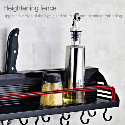 A Version 80cm 3 Cups 10 Hooks Kitchen Multi-function Wall-mounted Condiment Storage Rack, A Version 80cm 3 Cups