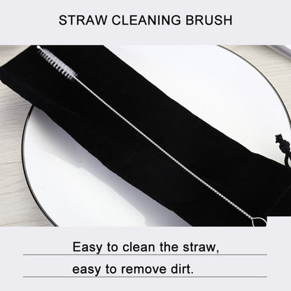 8 PCS Reusable Silicone Tips Stainless Steel Drinking Straws + 2 PCS Cleaner Brushes Set Kit with Cashmere Bag,  266*6mm, 266*6mm