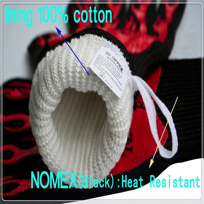 2 Layer Fire Protection Portable Silicone Anti-skidding High Temperature Resistance Cooking Baking Barbecue Gloves, Size: 28-33 cm