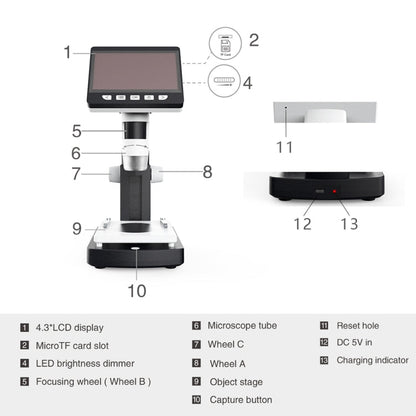 inskam306 1080P 4.3 inch Display Screen HDMI Port HD Digital Microscope, inskam306