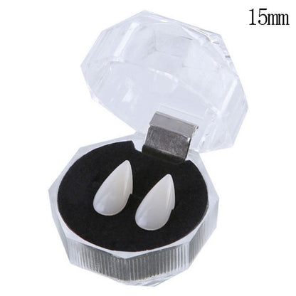 1 Pair 15mm Halloween Party Dentures Props Vampire Zombie Devil Fangs Teeth, 15mm
