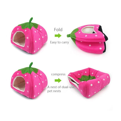 Strawberry Shaped Foldable Short Plush Pet House Nest, Size: S, Purple, Size S, Red, Size S, Pink, Size S, Blue, Size S