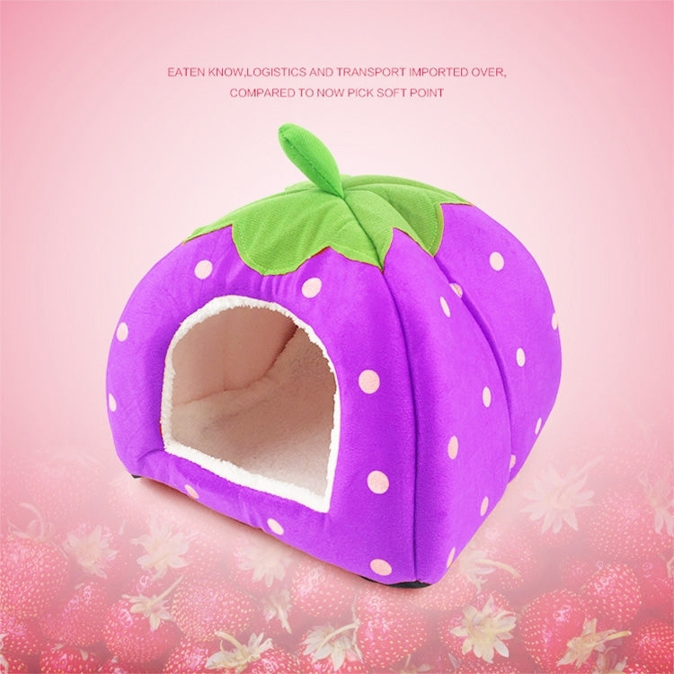 Strawberry Shaped Foldable Short Plush Pet House Nest, Size: S, Purple, Size S, Red, Size S, Pink, Size S, Blue, Size S