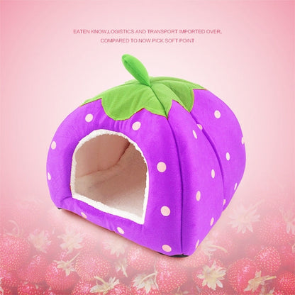 Strawberry Shaped Foldable Short Plush Pet House Nest, Size: S, Purple, Size S, Red, Size S, Pink, Size S, Blue, Size S