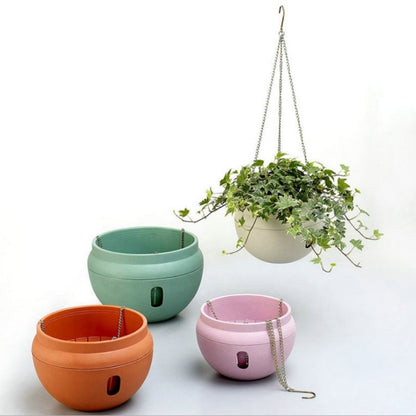 Hanging Plastic Flower Pots Hanging Pots Flower Pot With Hanging Chain,Large Size: 24 x 18cm ,Random Color Delivery, Large Size