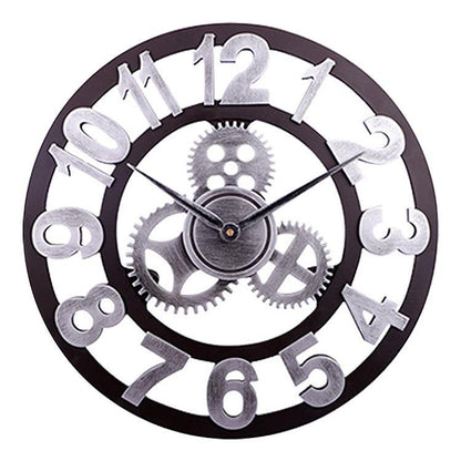Retro Wooden Round Single-sided Gear Clock Arabic Number Wall Clock, Diameter: 70cm, Number 70cm
