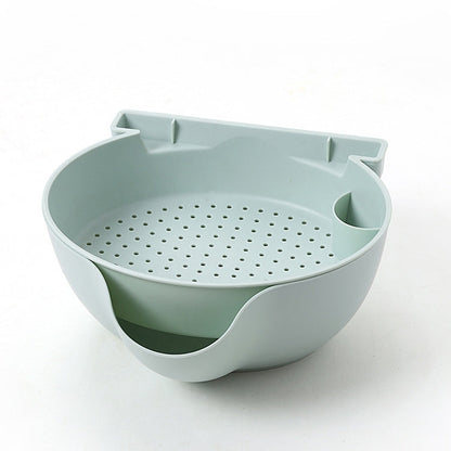 Kitchen Double Layer Fruit Bowl Washing Basket Lazy Bracket Snack Nuts Bowl