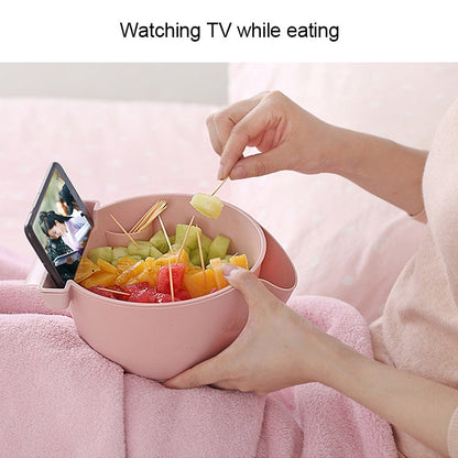 Kitchen Double Layer Fruit Bowl Washing Basket Lazy Bracket Snack Nuts Bowl