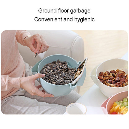 Kitchen Double Layer Fruit Bowl Washing Basket Lazy Bracket Snack Nuts Bowl