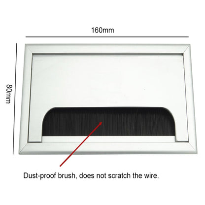 8x16cm Desk Dustproof Aluminum Wire Box Threading Box with Brush, 8x16cm