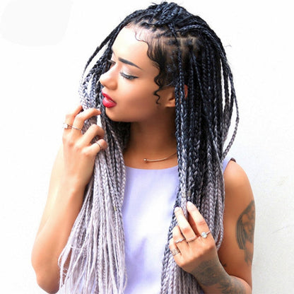 Fashion Color Gradient Individual Braid Wigs Chemical Fiber Big Braids, Length: 60cm(04 Black+Red), 58, 60