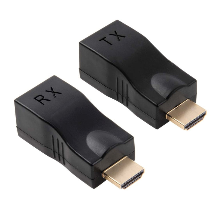 HDMI to RJ45 Extender Adapter (Receiver & Transmitter)  by Cat-5e/6 Cable, Support HDCP, Transmission Distance: 30m, Single RJ45 Black