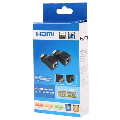 HDMI to RJ45 Extender Adapter (Receiver & Transmitter)  by Cat-5e/6 Cable, Support HDCP, Transmission Distance: 30m, Single RJ45 Black