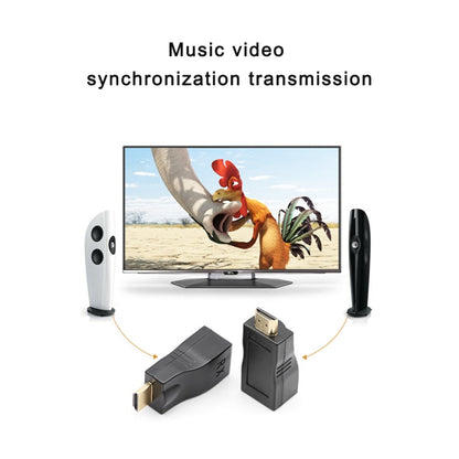 HDMI to RJ45 Extender Adapter (Receiver & Transmitter)  by Cat-5e/6 Cable, Support HDCP, Transmission Distance: 30m, Single RJ45 Black