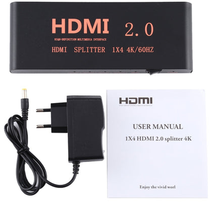 CY-042 1X4 HDMI 2.0 4K/60Hz Splitter, EU Plug, 1X4