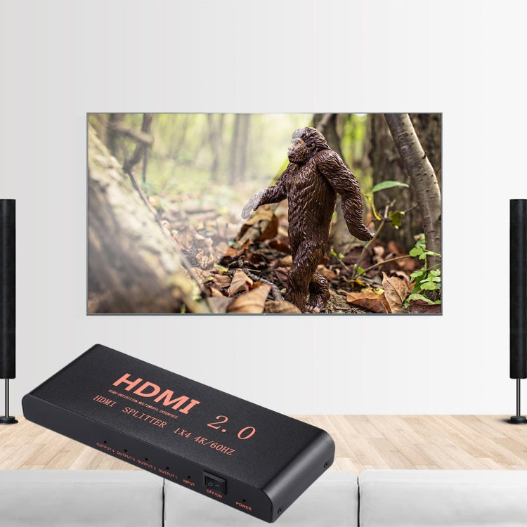 CY-042 1X4 HDMI 2.0 4K/60Hz Splitter, EU Plug, 1X4