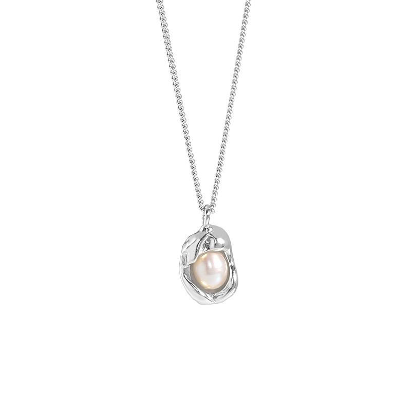 Elegant Oval Shell Genuine Cultured Pearl Necklace - Gold-Plated Silver Pearl Necklace - Perfect Pearl Necklace with Gift Wrapping Included