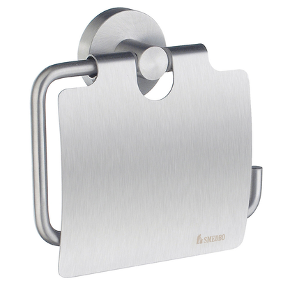 Smedbo Home Toilet Roll Holder with Lid Brushed Chrome HS3414