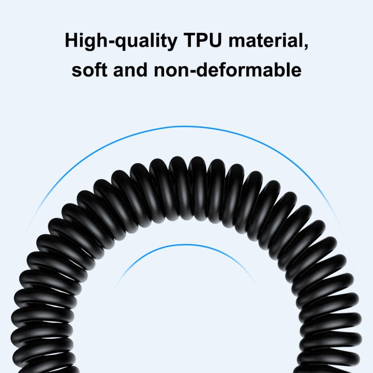 HAWEEL 1.5m 5A USB-C / Type-C to USB-C / Type-C Retractable Coiled PD Fast Charging Cable, 1.5m 5A Type-C