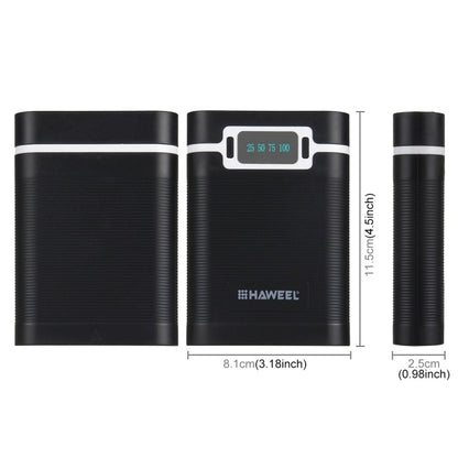 HAWEEL DIY 4 x 18650 Battery (Not Included) 10000mAh Power Bank Shell Box with 2 x USB Output & Display for iPhone, Galaxy, Sony, HTC, Google, Huawei, Xiaomi, Lenovo and other Smartphones, DIY 4 x 18650 10000mAh  Battery (US)                           ...