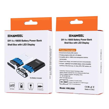 HAWEEL DIY 4 x 18650 Battery (Not Included) 10000mAh Power Bank Shell Box with 2 x USB Output & Display for iPhone, Galaxy, Sony, HTC, Google, Huawei, Xiaomi, Lenovo and other Smartphones, DIY 4 x 18650 10000mAh  Battery (US)                           ...