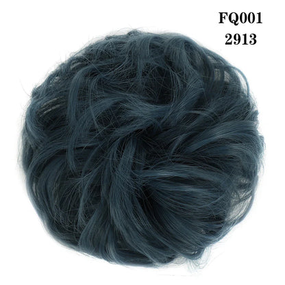 LUPU Synthetic Hair Bun Messy Scrunchies With Elastic Band Natural Fake Hair Tie Pieces Ponytail Colored Black Purple Pink Green