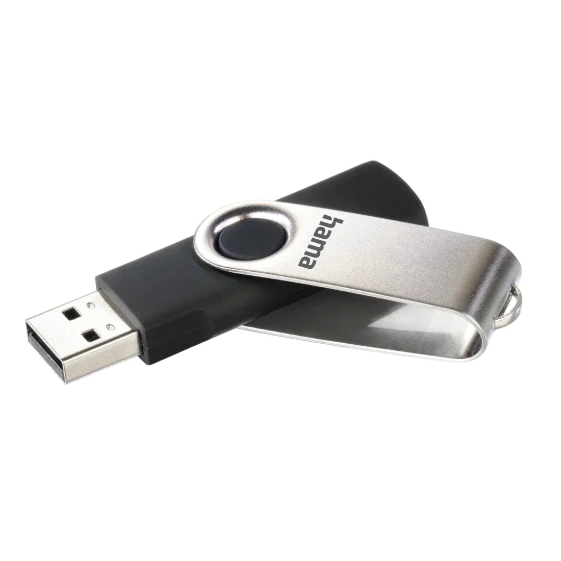 Hama Rotate 32GB USB Flash Drive, Rotating Cap, Black Silver
