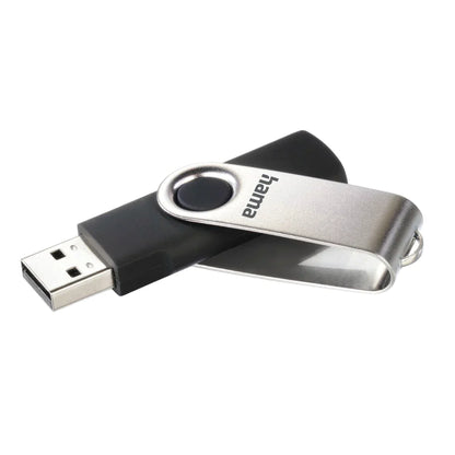 Hama Rotate 32GB USB Flash Drive, Rotating Cap, Black Silver