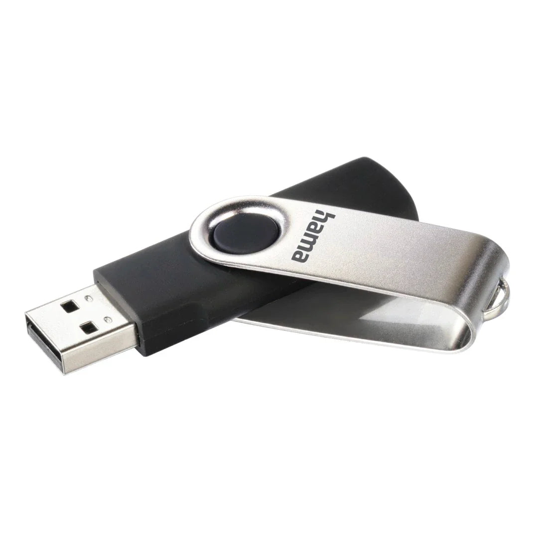 Hama Rotate 8GB USB Flash Drive, Rotating Cap, Black Silver