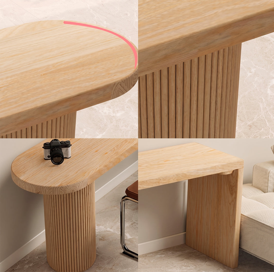 Haruki Narrow Office Desk, Solid Wood, Light Oak